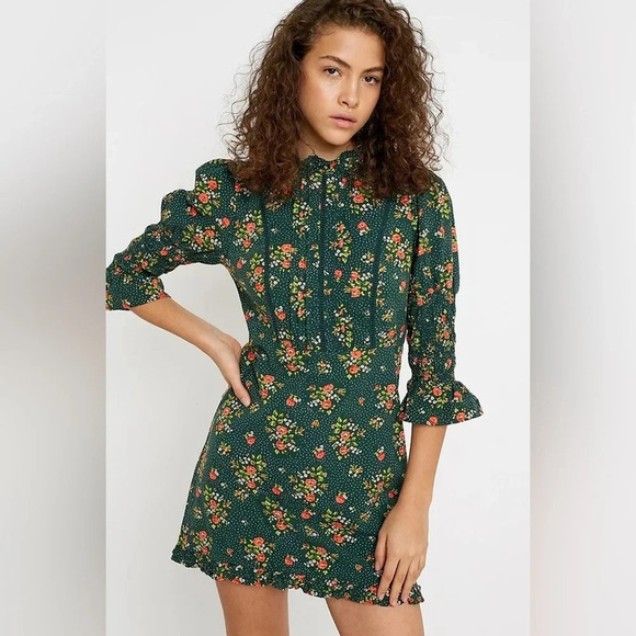 Laura Ashley x UO Maisy Mock Floral Mini Dress small - Picture 1 of 11
